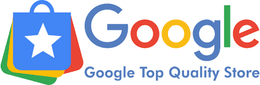 Google logo with colorful shopping bag icon and text 'Google Top Quality Store'.