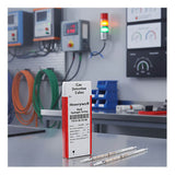 A box of BW Technologies by Honeywell Hydrogen Sulfide 100–2,000 ppmv Tubes H-10-103-30 (10/Box) and two tubes sit on a lab bench; industrial equipment and a lit signal tower highlight reliable H₂S detection.