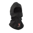 The NSA DRIFIRE Power Grid Fleece FR Balaclava H92FWPS features a design that includes a logo of a red cartoon-style bird and the word "Caterpillar" in white. Crafted from DuPont Nomex, its ribbed fabric provides flame-resistant protection while covering most of the head and neck, with an opening for the eyes.