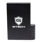 A black rectangular rechargeable DRIFIRE FR Heated Hand Warmer by NSA, with an indented side, featuring a white shield logo with a "G" and "G-TECH" text below it.