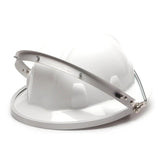 The Pyramex Safety Aluminum Full Brim Hard Hat Adapter HHAAW is shown attached to a white hard hat, offering reliable head and face protection for construction or industrial use against a plain white background.