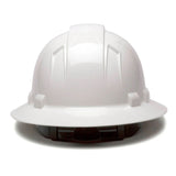 A Pyramex Safety Ridgeline Full Brim Hard Hat (12/Box) is displayed from the front on a plain white background, featuring a full brim design for enhanced protection.