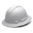 The Pyramex Safety Hydro Dipped Ridgeline Full Brim Hard Hat, showcased on a plain backdrop, emphasizes its textured exterior and robust, protective design complete with ratchet suspension, fully compliant with ANSI Z89.1-2014 standards.
