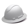 The Pyramex Safety Hydro Dipped Ridgeline Full Brim Hard Hat, showcased on a plain backdrop, emphasizes its textured exterior and robust, protective design complete with ratchet suspension, fully compliant with ANSI Z89.1-2014 standards.