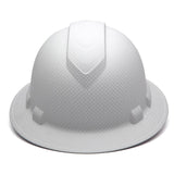 A Pyramex Safety Hydro Dipped Ridgeline Full Brim Hard Hat (12/Case) with a textured white finish, shown front-facing against a plain white background.