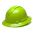 The Pyramex Safety Ridgeline Full Brim Hard Hat, available in a vibrant lime green with a glossy finish, features a full brim and ridged design for enhanced protection. It comes equipped with an adjustable ratchet suspension to ensure a comfortable fit.