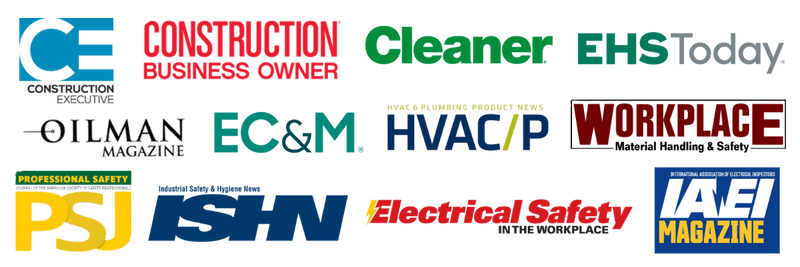 Logos of various companies and publications arranged horizontally.
