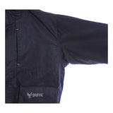A close-up of the NSA DRIFIRE FR Insulated Jacket JKT-01UD shows the upper left portion and sleeve, with a front pocket and the "DRIFIRE" logo in white featuring a flame icon.