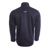 The back view shows the NSA DRIFIRE FR Insulated Jacket JKT-01UD in navy blue, featuring a tag below the collar and a classic fit design for a timeless, simple appearance.