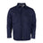 The NSA DRIFIRE FR Range Flex Shirt Jacket JKT-6B in navy features long sleeves, a button-up front, two chest pockets, and a collar—ideal flame-resistant workwear combining safety and style.