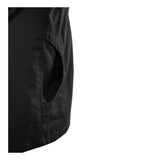 Close-up of the NSA DRIFIRE FR Range Flex Shirt Jacket JKT-6B in black, featuring a partially visible right side pocket against a white background along the right and bottom edges.