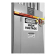 A gray electrical distribution panel labeled "Panel B" is marked with a "Danger High Voltage" sign. It is equipped with an AccuformNMC Electrical Panel Lockout (Std) Kit KDD240KD, secured by a yellow lock and tagged with a warning, ensuring safety around Circuit Breaker Panels.