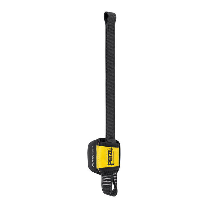 A black and yellow climbing chalk bag with adjustable strap and buckle, displayed on white. "Edelrid" is printed on the yellow section, making it ideal to pair with fall protection gear like the Petzl ASAP'SORBER L071AB0_ by Petzl.