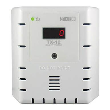 A white Macurco H2S Fixed Gas Detector Controller Transducer features a digital display reading zero. The device includes vent-like openings on its sides and front, a power indicator light, and the words "DO NOT PAINT" positioned below the display.