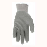 The MCR Safety Memphis 9688 Flex Tuff II Glove, featuring a gray knit design with a white cuff, is showcased against a plain background with the palm side visible. It provides excellent grip, making it an exceptional option for work gloves.