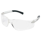 The MCR Safety BearKat Safety Scratch Resistant Glasses BK11 boast clear, ANSI Z87+ compliant transparent lenses, accompanied by a black nose bridge for added comfort. With partially black temples that enhance grip, these glasses feature a sleek and minimalistic design. Additionally, they are equipped with a Duramass scratch-resistant coating to ensure superior eye protection.