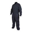 The MCR Safety FR Contractor Coverall Navy CCMN, shown on a white background, is a flame-resistant coverall designed in dark blue. It includes long sleeves, a full-length front zipper, and protective material to enhance electrical safety, without any visible logos or branding.