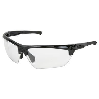 The MCR Safety Dominator DM3 Black Frame Glasses DM133 (12/box) provide exceptional eyewear protection with their clear lenses. Crafted for comfort, they include wrap-around arms and adjustable nose pads to ensure a snug fit.