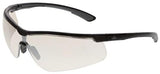 The MCR Safety Klondike KD7 Safety Glasses with UV-AF Lens (KD71_AF 12/box) are designed with a sleek, curved silhouette and wraparound arms. These stylish black frames come with clear lenses that meet the ANSI Z87+ Standard, featuring advanced UV-AF Anti-Fog technology.