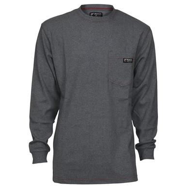 The MCR Safety FR Lightweight Long Sleeve T-Shirt Gray LST1G from MCR Safety is designed with long sleeves and crafted from flame-resistant cotton, offering both comfort and NFPA 2112-compliant protection.