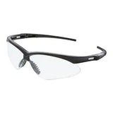 The MCR Safety Memphis MAX36 Dual Coating Safety Glasses, available in a box of 12, feature adjustable nose pads and temple arms. These black safety glasses meet ANSI Z87.1 standards for protective eyewear and have clear lenses with an anti-fog coating to improve visibility.