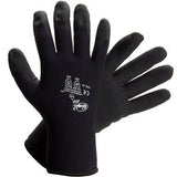 The MCR Safety Ninja Ice Glove N9690 (12 pairs) is ideal for cold weather enthusiasts, incorporating Hydropellent technology. These black work gloves, adorned with white text and symbols on the back, display crucial safety certifications and specifications. Their textured surface guarantees a reliable grip in any condition.