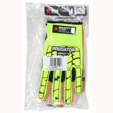 A package featuring MCR Predator Impact 1 MAXGrid Hi-Vis CutPro Gloves PD4900 by MCR Safety, available in neon yellow and black, is engineered for excellent hand protection with Kevlar cut resistance. These gloves are elegantly showcased in clear plastic packaging with a visible barcode.