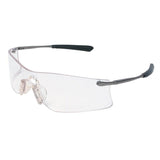 The MCR Safety PRO Rubicon Anti-Fog Safety Glasses, provided in a box of 12, boast transparent, scratch-resistant lenses featuring a Duramass coating. Their sleek design includes thin metal arms and adjustable nose pads while adhering to ANSI Z87.1 standards for superior protection and a lightweight look.