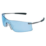 The MCR Safety PRO Rubicon Anti-Fog Safety Glasses, available in a pack of 12, combine clear blue lenses with black temple arms and meet ANSI Z87.1 standards. Featuring an adjustable nose bridge and wraparound design, these glasses offer reliable eye protection with a Duramass scratch-resistant coating for lasting clarity.