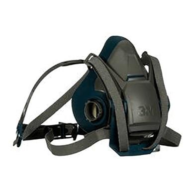 The 3M 6500QL Quick-Release Half Face Respirator Mask by 3M is a dark gray protective mask with NIOSH-approved filters and adjustable straps equipped with a quick-release feature, tailored for industrial or safety use.