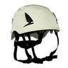 The 3M SecureFit Safety Helmet X5000 from 3M is displayed on a plain white background, featuring black ventilation slits and an adjustable chin strap, all enhanced by Pressure Diffusion Technology, with a front and slight side view.