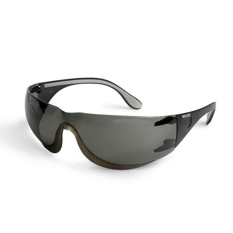 Introducing the Moldex Adapt Industrial Safety Glasses 5002_-1, featuring a sleek black design with dark tinted lenses and UV protection. These glasses offer a smooth, wraparound style with sturdy arms for secure and comfortable wear, making them an ideal choice for safety in various environments.