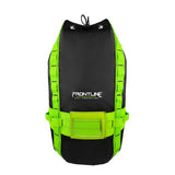The Frontline Combat Premium Roofers Kit with 50' VLL RK110V50 by Frontline Fall Protection comes in a black and neon green safety bag with sturdy straps and drawstring closure—perfect for securely storing your kit or lifeline on the job.