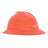 A hi-viz orange hard hat with a glossy finish, featuring a small logo on the front. Designed as part of the MSA V-Gard 500 series, it includes a sturdy full brim and top ridges for enhanced protection, meeting ANSI/ISEA Z89.1-2014 standards for protective hats.