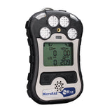 The MicroRAE 4-Gas Diffusion Monitor M031-1111-200 by RAE Systems is a handheld wireless detector with a digital display, four circular sensors, and buttons, and is part of the Honeywell ConneXt Safety Ecosystem.