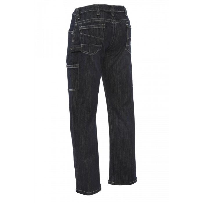 The NSA TECGEN FR Taproom Jeans PNTD6JTR in black are displayed from the back, highlighting several pockets such as side cargo pockets and clearly visible stitching. Crafted from inherent FR stretch denim, these jeans are arc flash compliant and set against a plain white background.