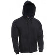 The NSA DRIFIRE FR Zip Front Hoodie SWSI2Z-_ _, in black, is showcased against a white background. It features a drawstring hood and two front pockets while providing arc flash protection.