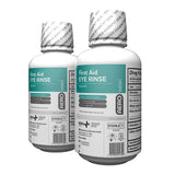 Two 16oz Aero Healthcare Neutraflush Eyewash bottles with turquoise and white labels, tamper-evident seals, and clear instructions—ideal for workplace eye safety in an eyewash wall station. Brand: Aero Healthcare.