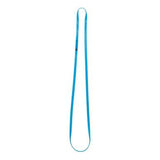 The Petzl ANNEAU Sewn Webbing Nylon Sling Anchor Strap C40A, crafted from durable blue polyester and expertly looped at both ends, is displayed against a pristine white background, highlighting its potential as an essential anchor point.