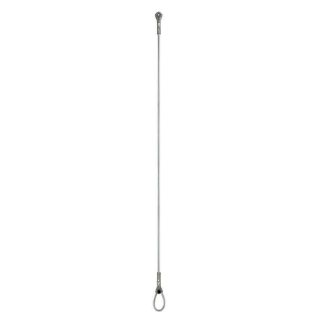 Displayed against a plain white background, the Petzl WIRE STROP Steel Anchor G200AA0_ by Petzl captures attention with its long, thin white rod featuring metallic end attachments. With a loop at one end, it brings to mind other galvanized steel anchor tools.