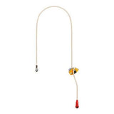 The Petzl GRILLON PLUS Lanyard L052EA0 is a beige safety device with a yellow and silver adjustment mechanism and a red end cap. Constructed from aramid fiber, it is designed by Petzl for fall protection, functioning effectively as a work positioning system in its looped configuration.