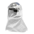 The PureFlo 3000 PAPR Open Frame with Tychem Hood (PF3000-F6NA-03) by Pureflo features a clear face shield and white full-coverage material, offering NIOSH-approved head, face, and neck protection.