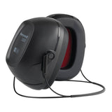 The Honeywell VS130N VeriShield Neckband Earmuff 1035116-VS from PK Safety Supply offers an impressive Noise Reduction Rating for effective sound isolation. Featuring a compact, foldable design and a subtle logo on the side, these black over-ear earmuffs seamlessly combine functionality with style.