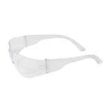 Introducing the PIP Zenon Z12 Anti-Scratch Safety Glasses 250-01-090, featuring rimless design with anti-scratch polycarbonate lenses and straight arms, crafted by Protective Industrial Products for optimal eye protection. These transparent safety glasses are showcased on a simple white background.