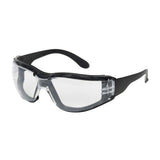 The PIP Zenon Z12 safety glasses, offered by Protective Industrial Products, come with black frames and wraparound lenses that have an anti-scratch coating. The slightly curved temples offer a secure fit, ensuring reliable eye protection for diverse work and activity environments.