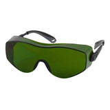 The PIP OverSite OTG Welding Safety Glasses, model 250-98-00, from Protective Industrial Products feature a green tint and black flexible arms for optimal eye protection in work environments. Their wraparound design offers extensive coverage, while the anti-scratch and anti-fog coating ensures clear visibility.