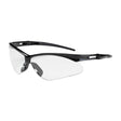 Introducing the PIP Anser Semi-Rimless Safety Glasses FogLess 3Sixty 250-AN-105 from PIP - Protective Industrial Products. These sleek black safety glasses come with clear lenses and provide contemporary wraparound lens protection. The design includes a semi-rimless frame with contoured temple tips for a secure fit, complemented by an anti-scratch coating to ensure lasting durability.