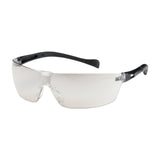 The PIP Monteray II Rimless Safety Glasses 250-MT-1007_ (12/box) by Protective Industrial Products feature lightweight, clear lenses with an anti-scratch coating and sleek black frames. Their wraparound design ensures complete coverage, while adjustable nose pads offer a personalized fit.