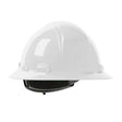 A PIP Dynamic Kilimanjaro Full Brim Hard Hat 280-HP641R, boasting a glossy HDPE shell, surrounded by a full brim and equipped with an internal wheel ratchet adjustment strap, set against a plain white background.