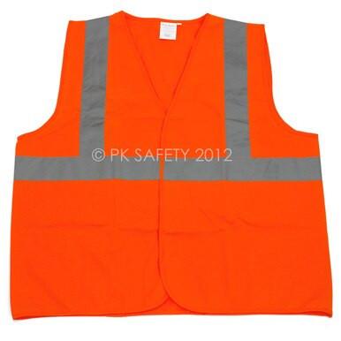 The PIP Class II Orange Reflective Traffic Vest 302-WCENGOR by Protective Industrial Products is an essential piece of safety equipment, featuring high visibility orange material and reflective stripes.